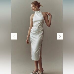 BHLDN Halter Satin Midi Dress